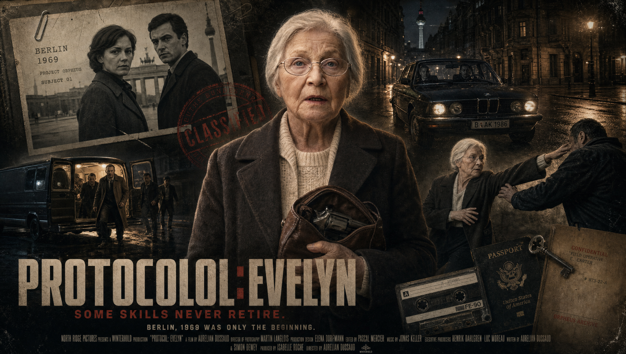 Protocol : Evelyn poster: Evelyn Carter, a Berlin 1969 photograph and scenes from the film.